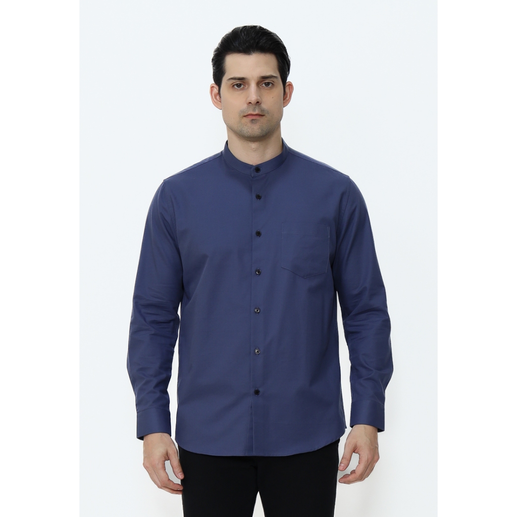 MAGINOT Kemeja Pria KOKO Basic Polos Lengan Panjang DENIM BLUE
