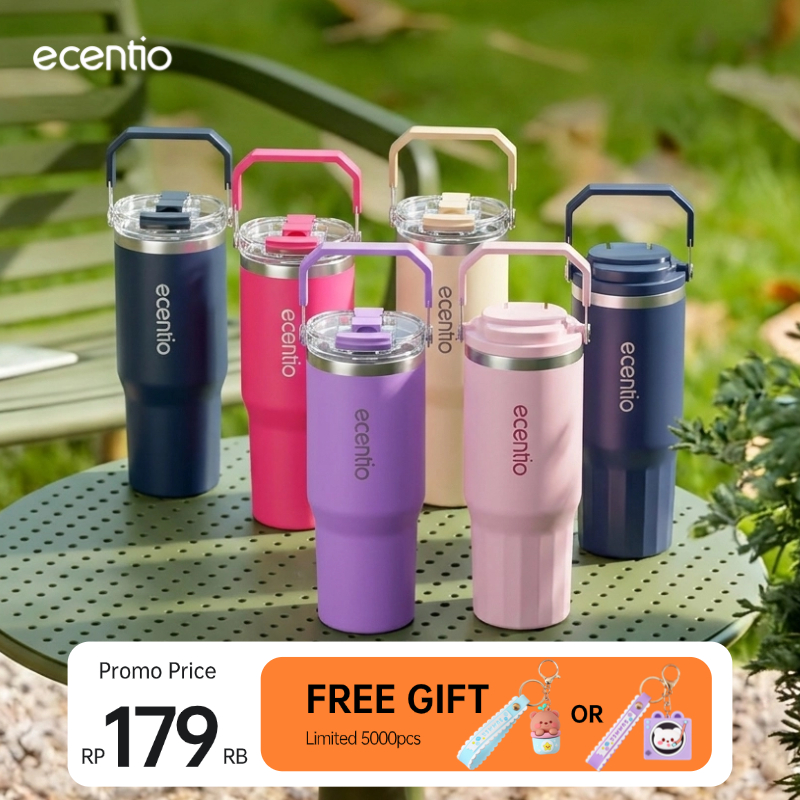 ecentio Tumbler Stainless 900ml Portable Thermos Botol Minum Besar Dengan Tas Tahan Panas Dingin 24 