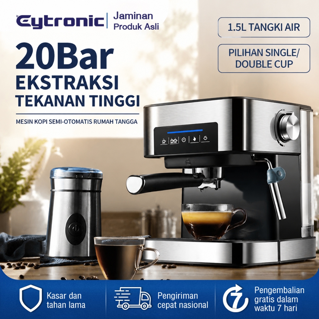 Mesin Kopi Espresso 20Bar 850W 1.6L Semi Otomatis