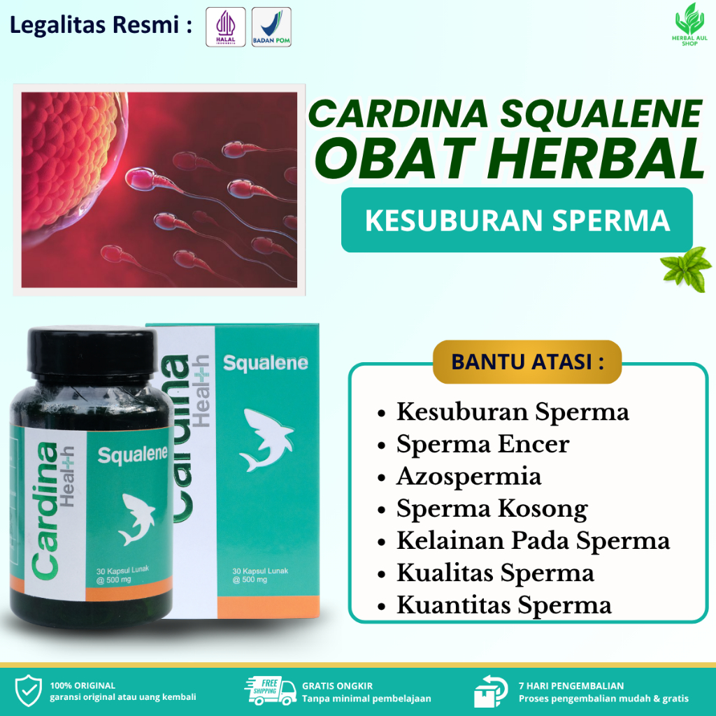 Cardina Health Squalene Vitamin Untuk Kesuburan Sperma, Mengatasi Sperma Encer, Azospermia, Kelainan