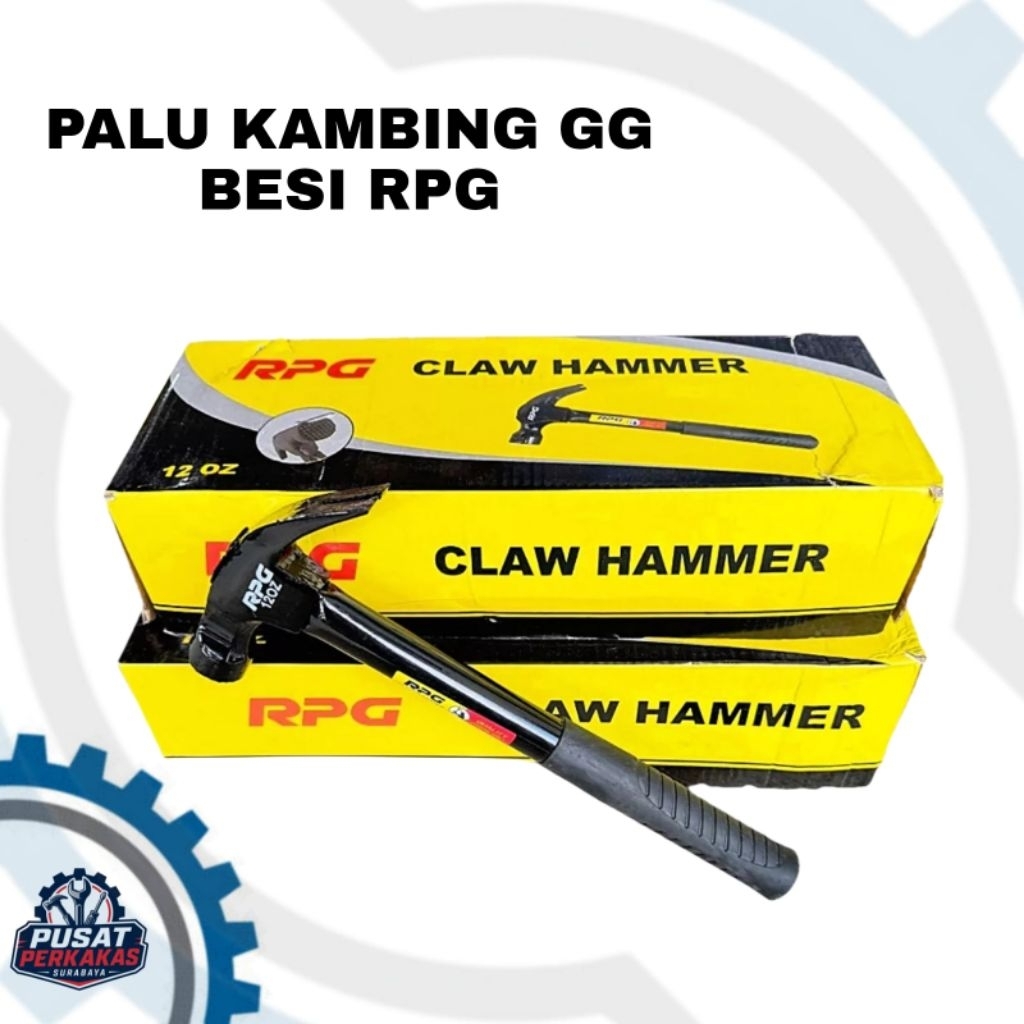 PALU KAMBING HAMMER MARTIL GAGANG BESI HITAM RPG/ PALU BESI HITAM GAGANG BESI LAPIS KARET RPG