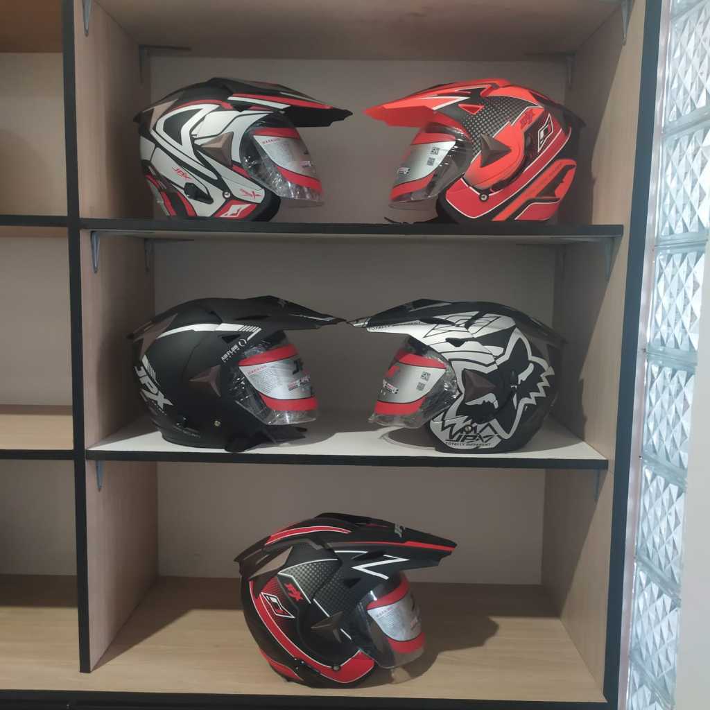 Helm JPX Supermoto Double Visor Half Face Cross Trail Original SNI