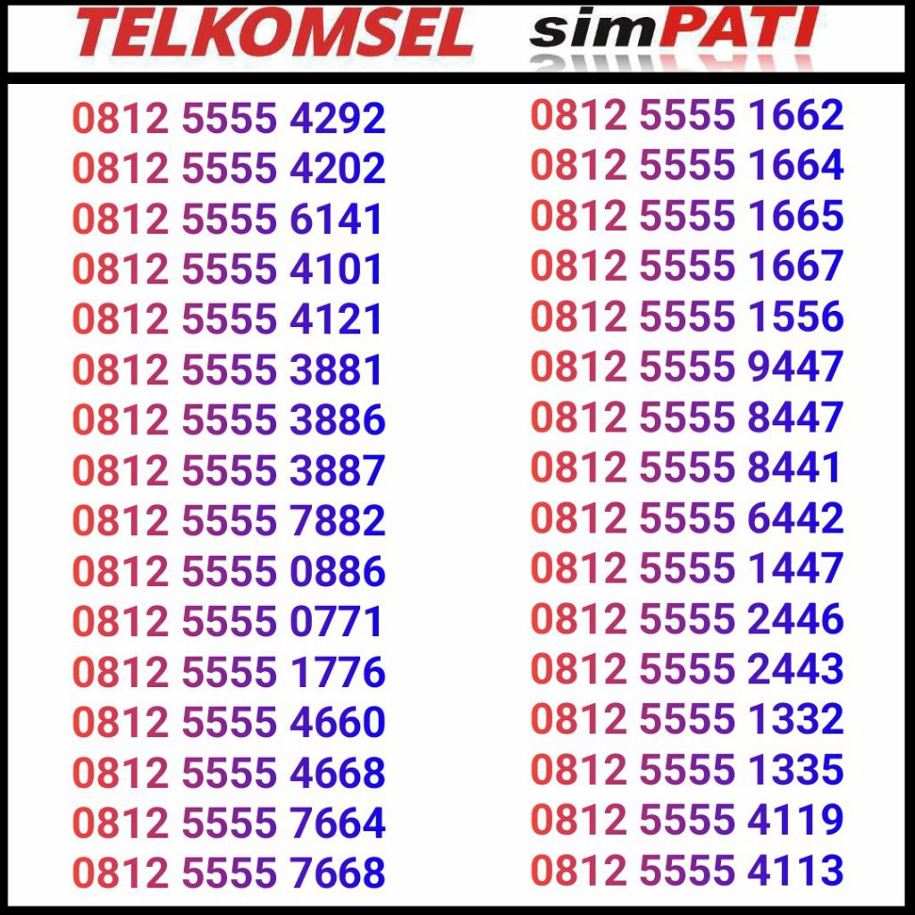 nomor cantik telkomsel simpati 5555 awalan 081