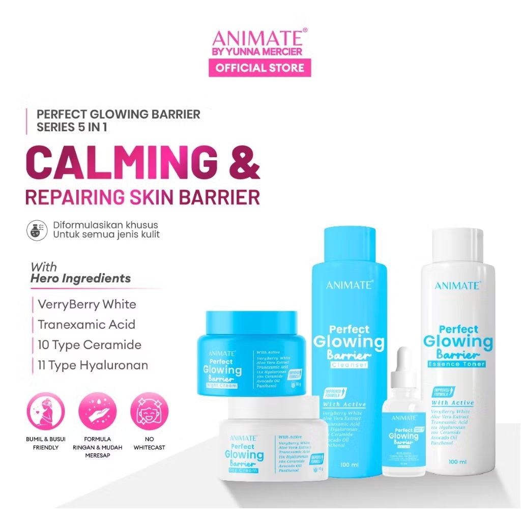 PAKET SKINCARE ANIMATE BIRU UNTUK MENCERAHKAN DAN MEMPERBAIKI SKINBARIER FREE GIFT