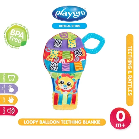 PLAYGRO Loopy Balloon Sensory Blankie - Mainan Bayi Newborn - Mainan Aman Untuk Bayi