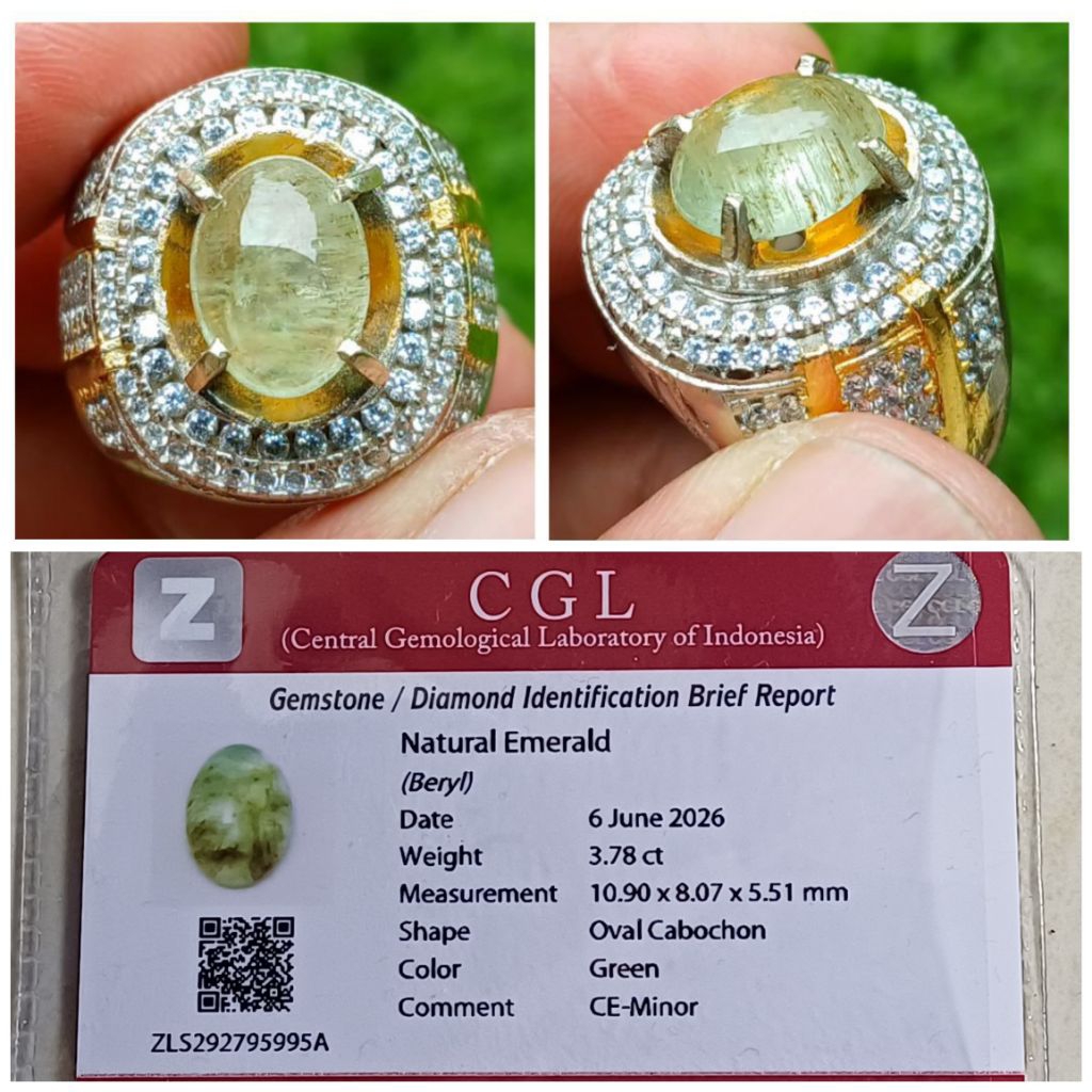 Emerald Beryl / Permata Jamrud minor 3,78 carat