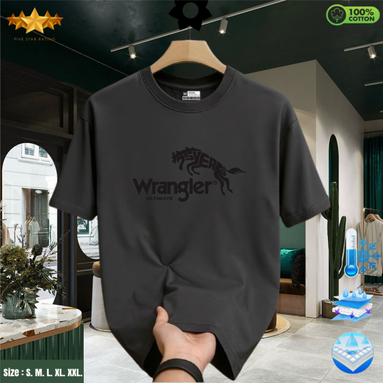 Promo Diskon T-shirt Kaos Wrangler Ultimate Logo Hitam Unisex Motif Lengan Pendek Atasan Kasual Over