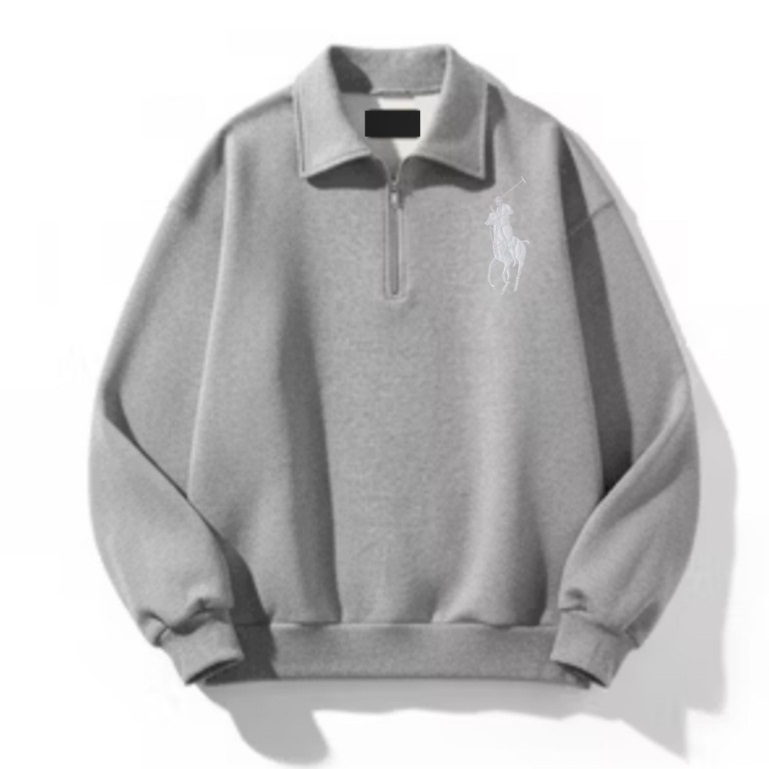 jaket Halfzip logo polo horse warna abu abu terbaru trendy//sweater Casual Ootd pria wanita terbaru