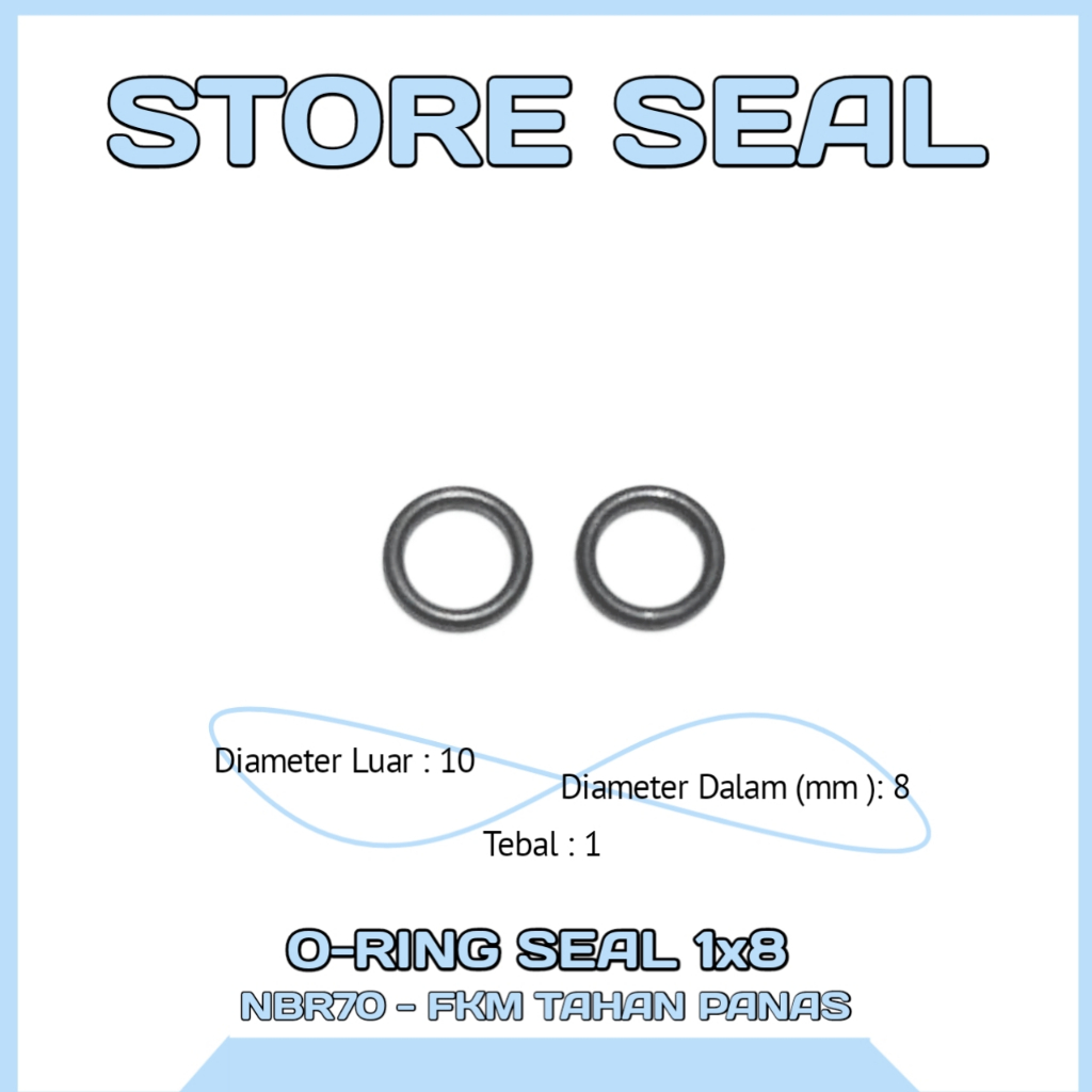 O-Ring Seal 1x8 ID10 X 8MM NBR70 FKM TAHAN PANAS