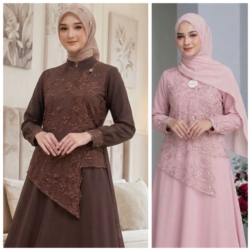 Arabella Dress Gamis Burkat Pesta Mewah Elegan Terbaru