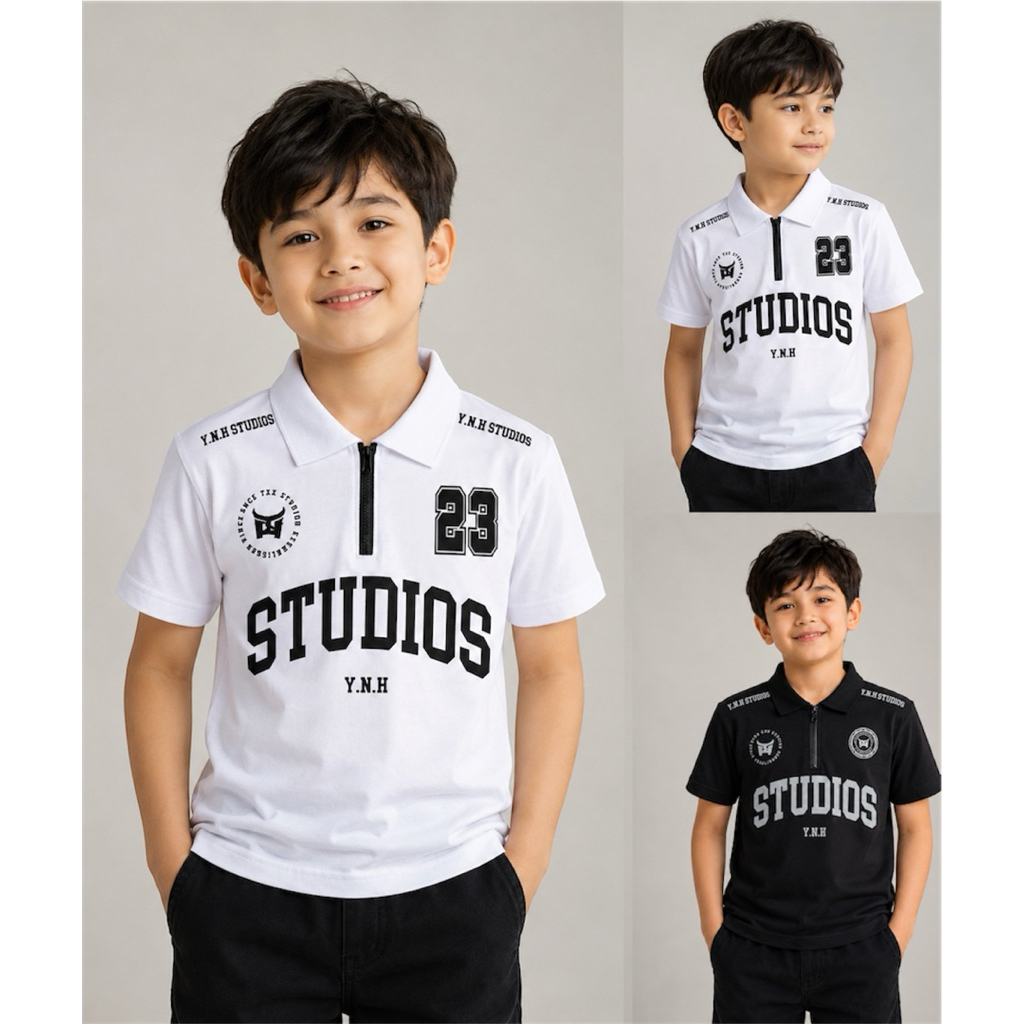 YNH.CLOTH - Kaos Polo Anak Skaters / studios Premium | Baju Kerah Anak Laki-Laki Lengan Pendek Casua