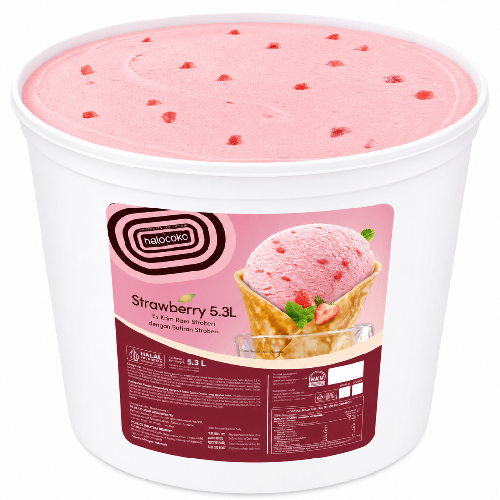 Produk Premium Aice Halocoko 5l sttrawberry Ice cream bucket ukuran ekonomis 5 liter cocok untuk haj
