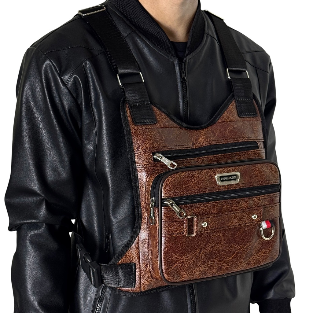 Tas Dada Kulit Terbaru Original Polo Amstar Chest Bag Chest Rig Bag Tas Selempang Dada