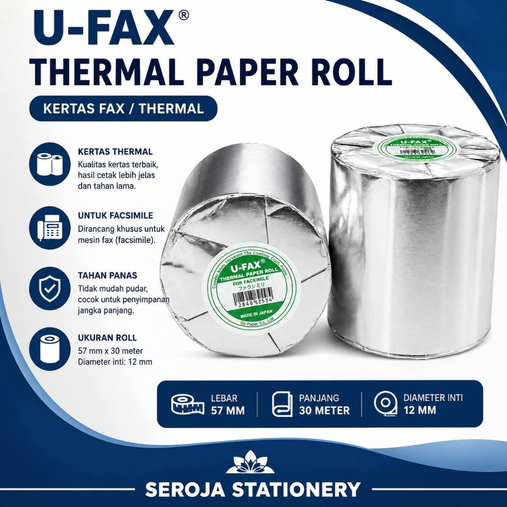 KERTAS THERMAL 79 x 79 mm U-FAX | THERMAL PAPER ROLL | FAX