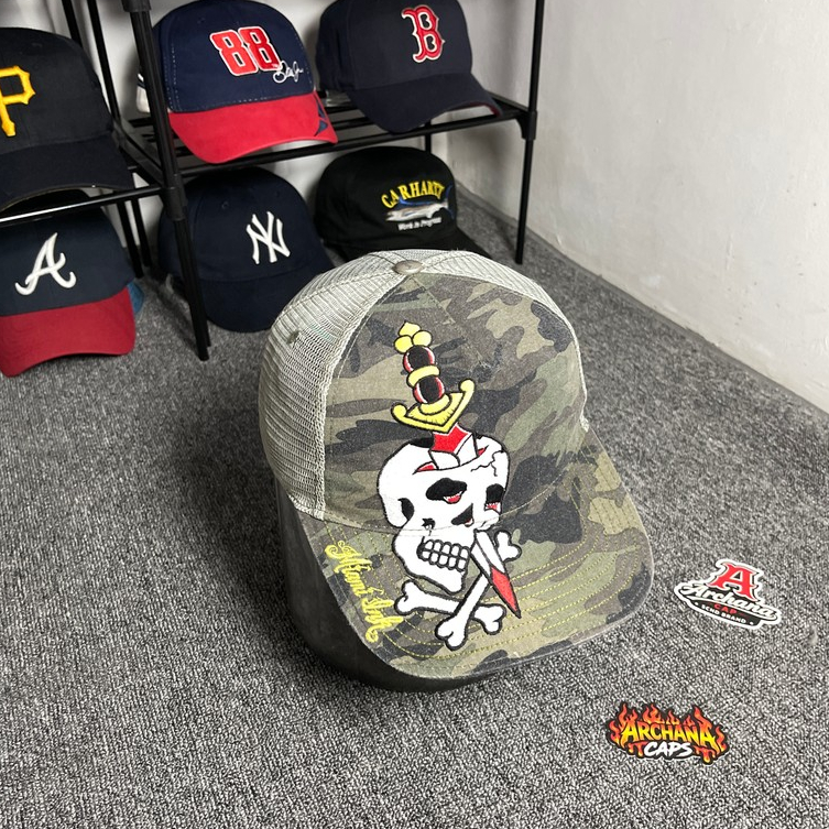 Miami Ink Camo Skull Trucker