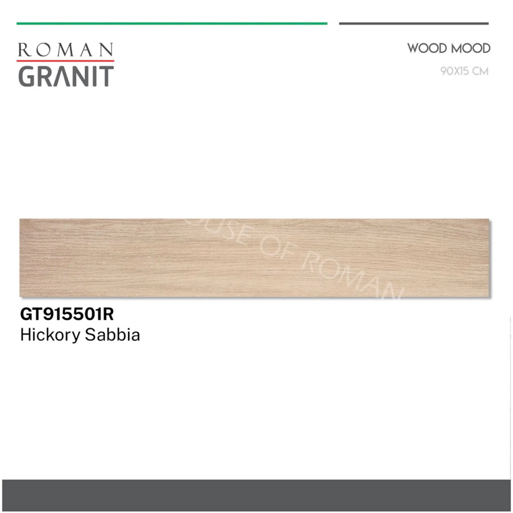 Roman Granit 90x15 dHickory Sabbia/Granit Motif Vynil/Granit Kayu Permukaan Kasar/Roman Granit