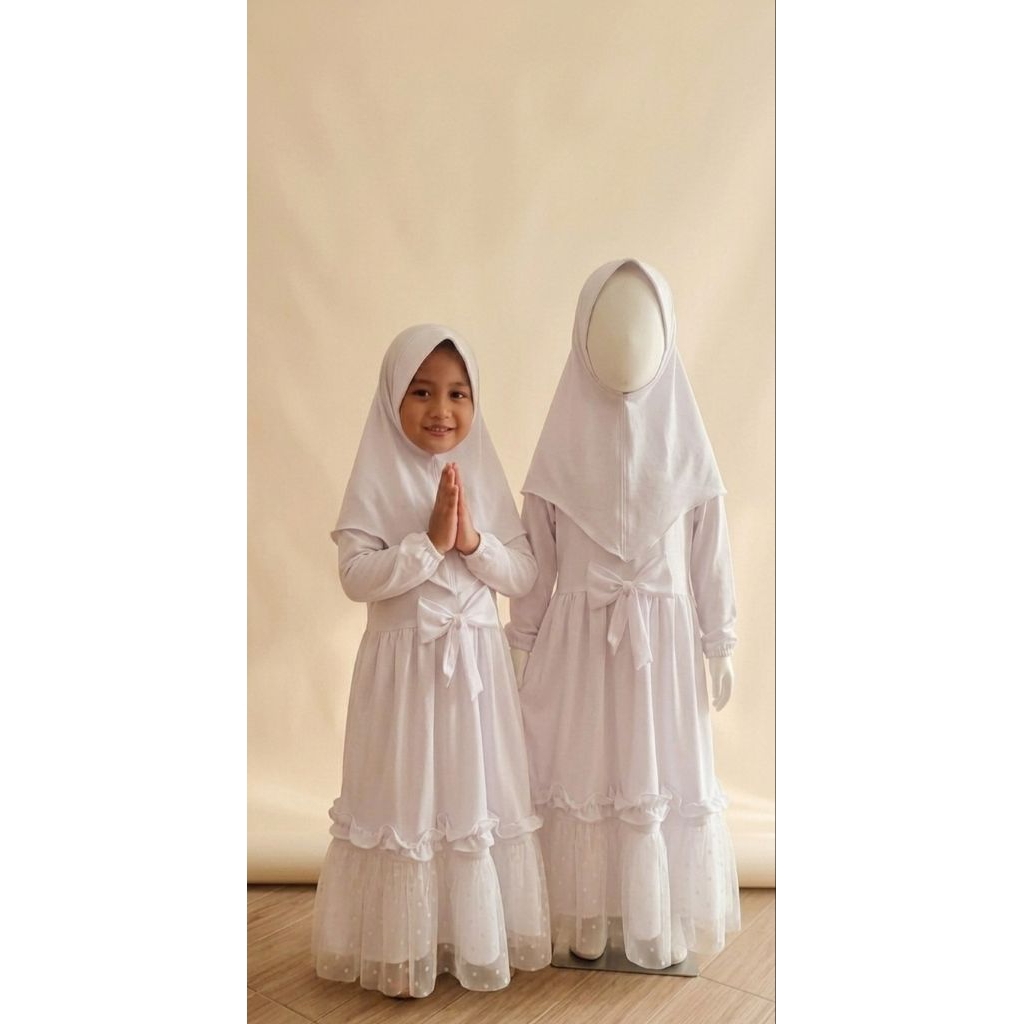 gamis manasik putih /white series/manasik tile dot