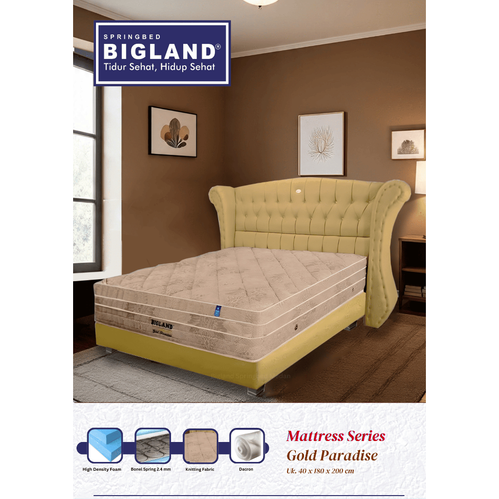 Springbed Bigland Type Gold Paradise Uk. 180X200 (Hanya Matras)