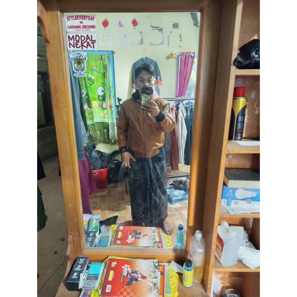 kulit 100% Jaket Kulit Bomber Pria Warna Coklat Vintage Ukuran M