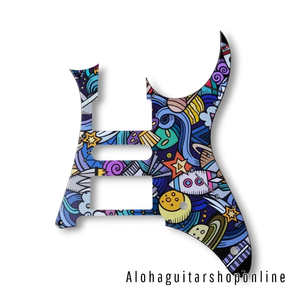 custom Pickguard Ibanez RG 3 ply space Doodle Graphic art