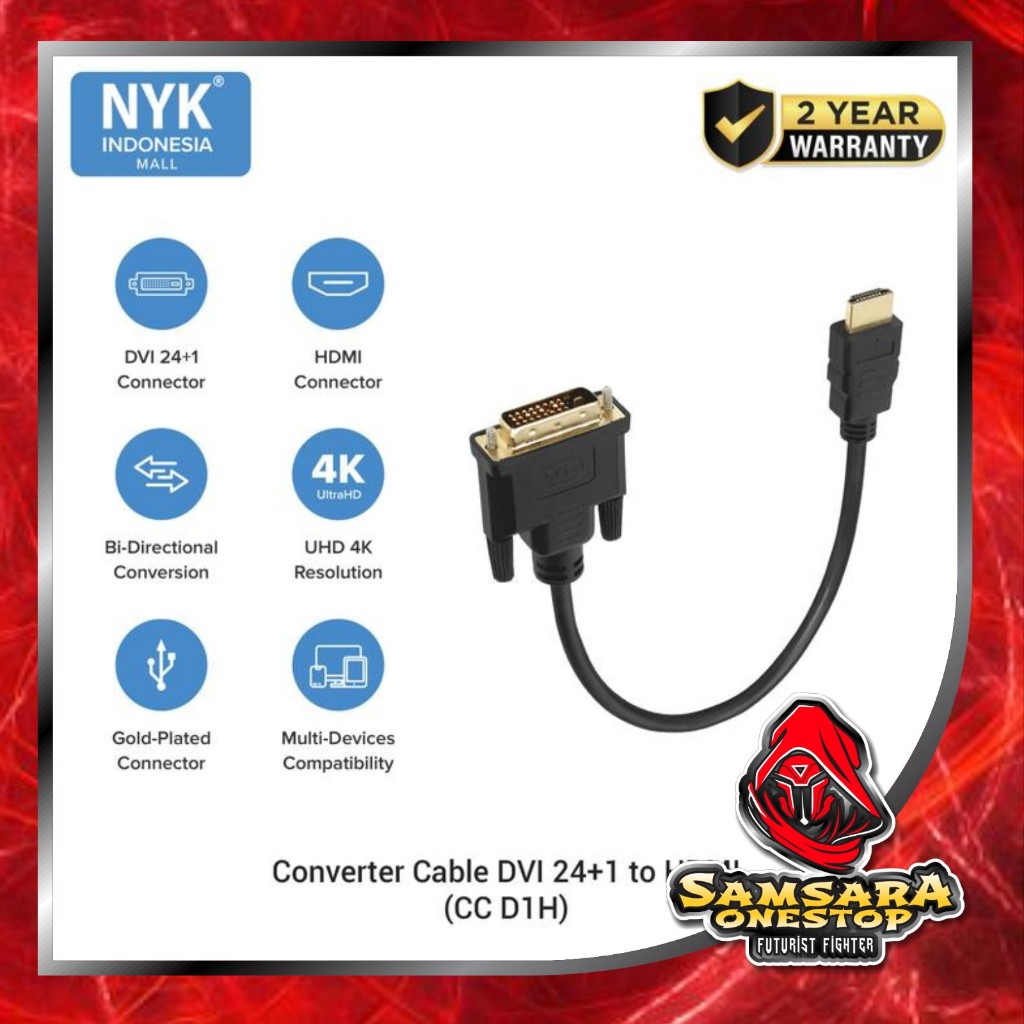 NYK Kabel Konverter DVI 24+1 Ke HDMI 4K 30Hz CC D1H