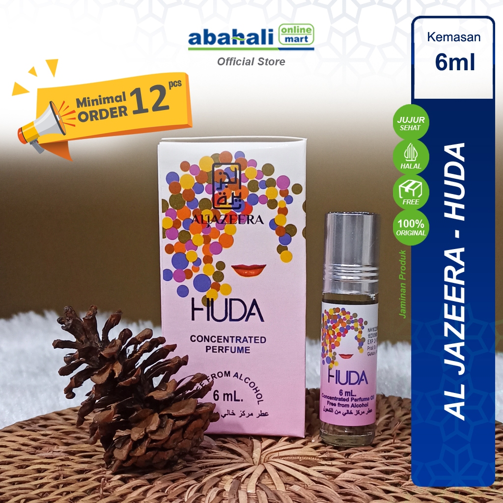Al Jazeera Roll On 6ml Huda Min - 12 Pcs Aroma Feminim, Non Alkohol, Tahan Lama
