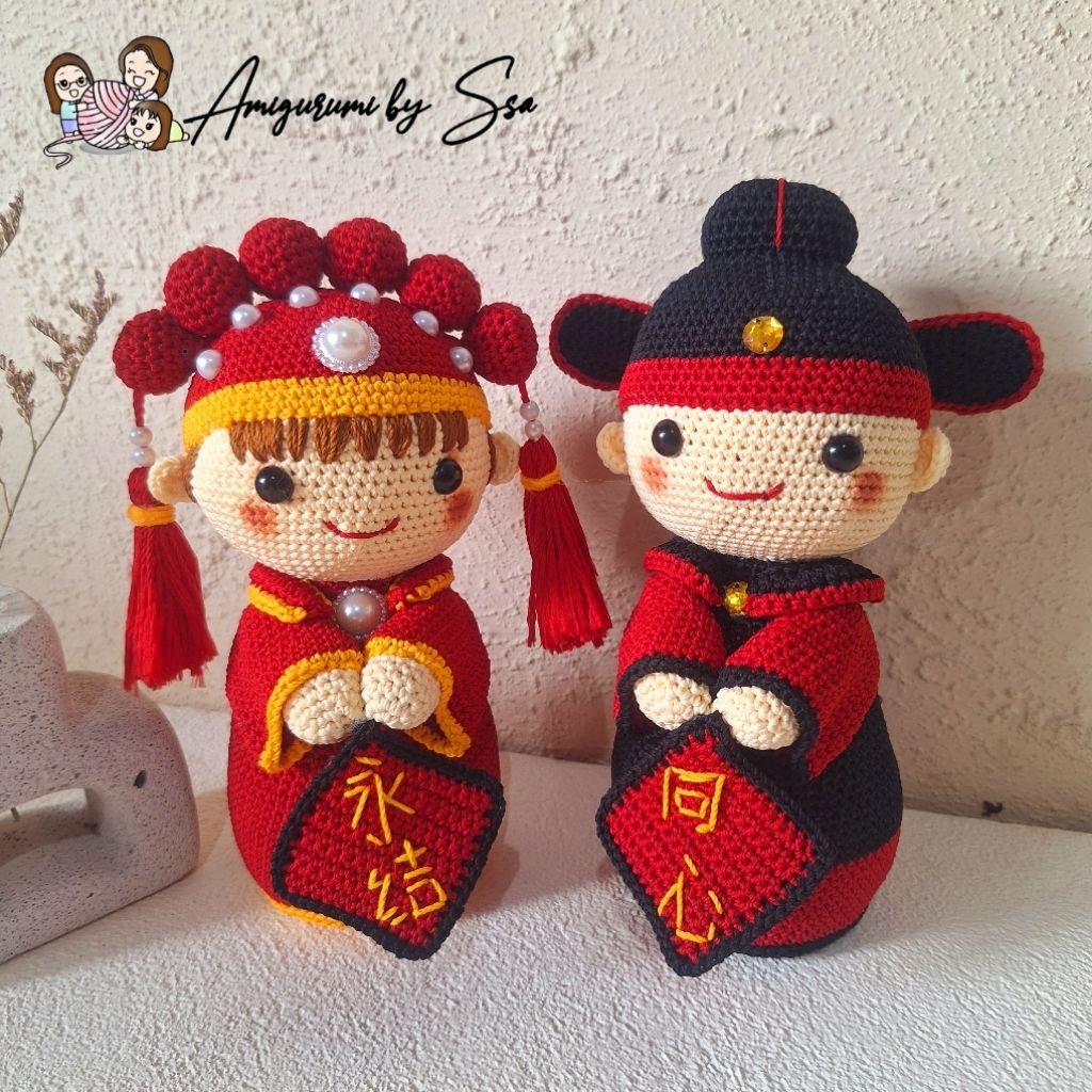 Boneka Sangjit Cheongsam Wedding Chinese / Boneka Couple / Boneka Wedding / Sangjit / Boneka Rajut A