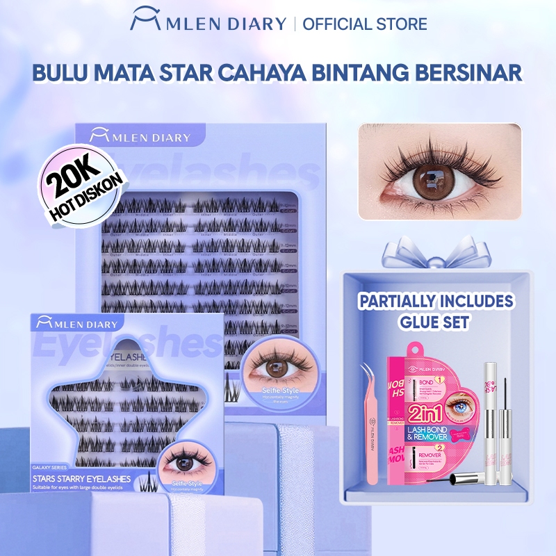 Mlen Diary Star Seri Bulu Mata Palsu Stars Bulu Mata Palsu + Lem Panjang 9-12 mm Moon Sun Bulu Mata 