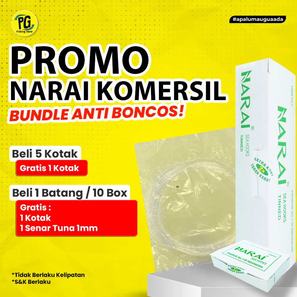 Kail Pancing Laut Narai Komersil 2335 Gratis Senar Tuna Premium No. 14 15