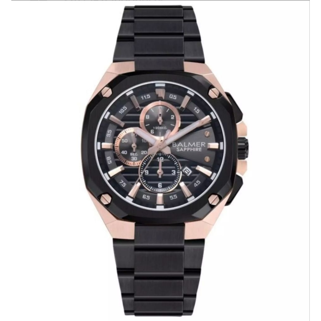 Jam Tangan Balmer 8838 Rantai Full Hitam Rosegold Cowok