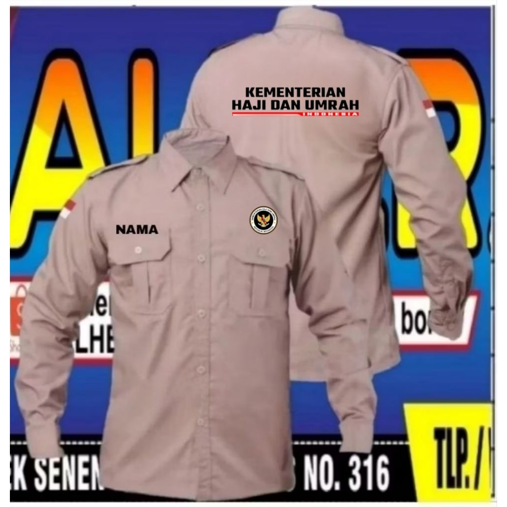 terbaru full bordir kemeja KEMENTERIAN haji dan umrah baju KEMENTERIAN haji dan umrah seragam KEMENT