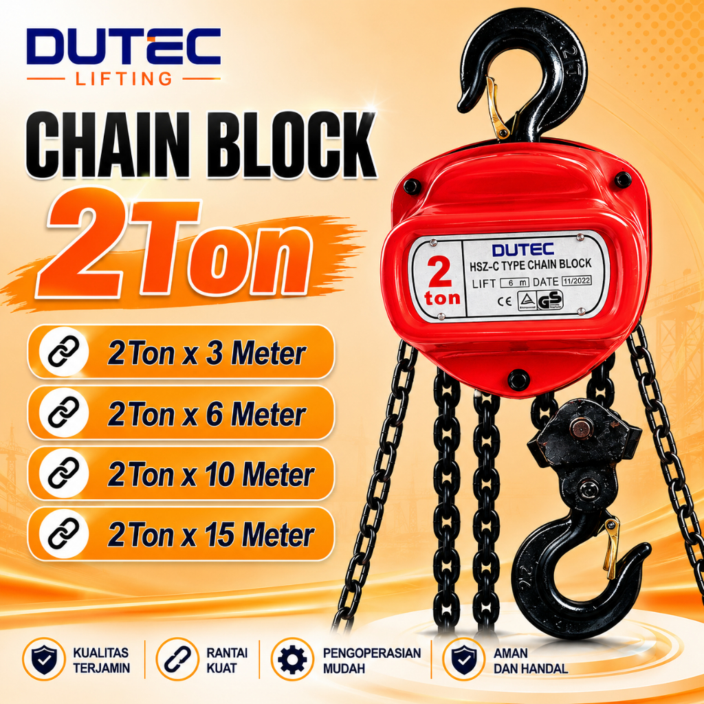 Chain Block / Takel / Katrol 2 Ton x 3M - 15M Dutec