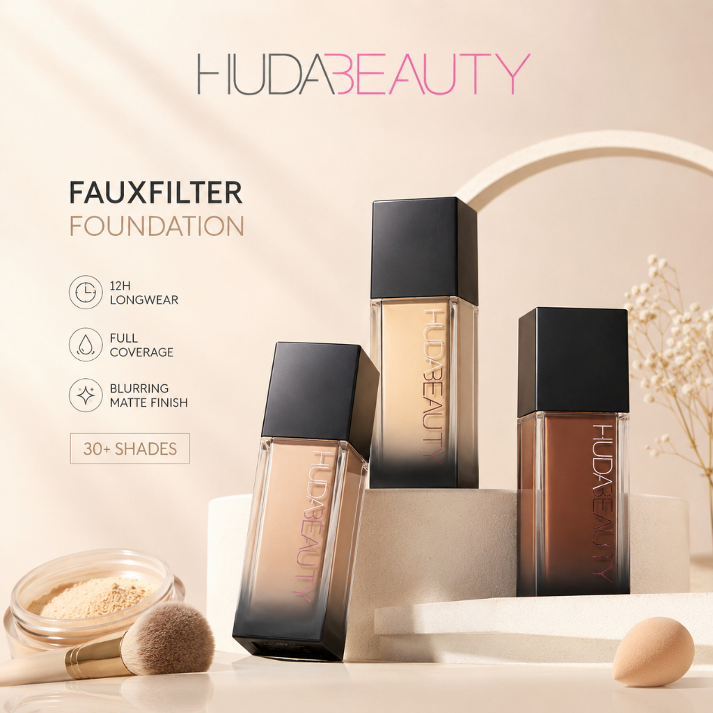 Huda Beauty Faux Filter Foundation 35ml Liquid Makeup Matte Glow Coverage Tinggi Anti Oksidasi