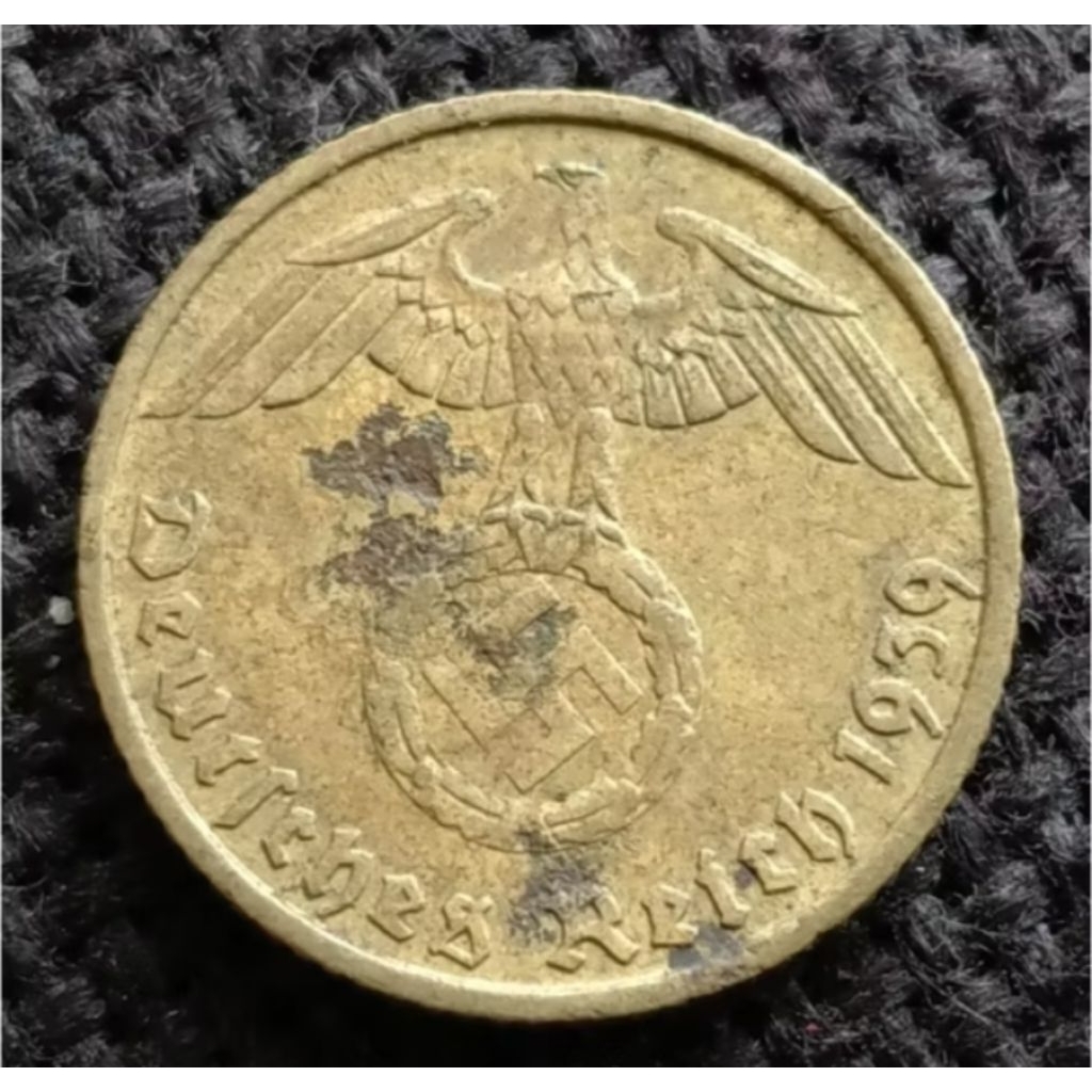 Uang Koin Kuno Nazi Jerman 5 Reichspfennig 1939