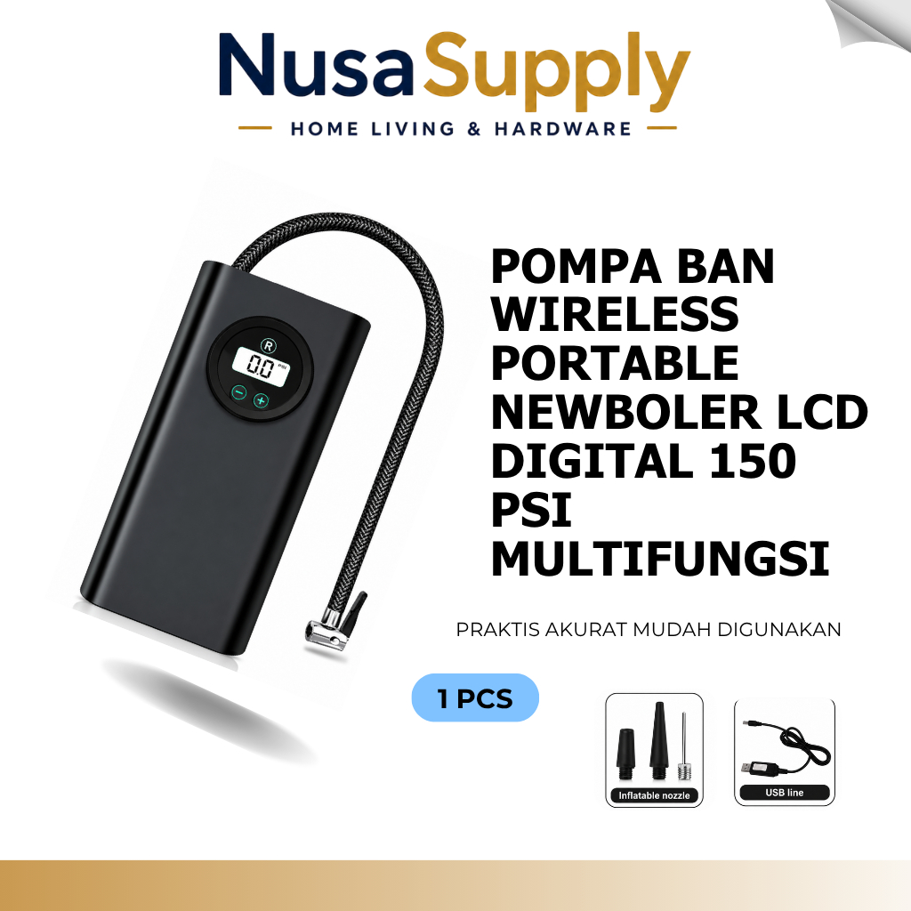 Mini Air Compressor Digital Newboler Rechargeable USB Pompa Ban Otomatis