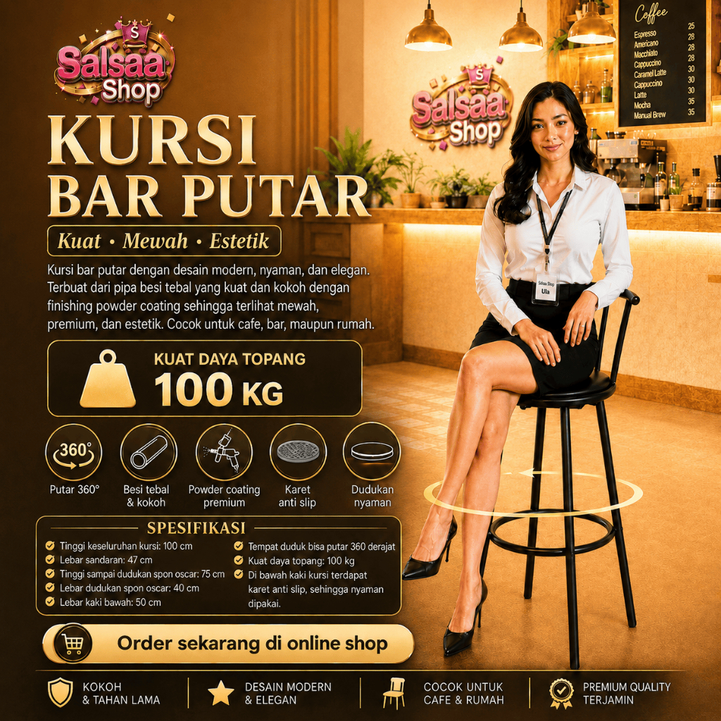 PROMO INSTANT Kursi Putar kursi bar putar 360 kursi besi kursin tinggi kursi Bar kursi Cafe Minimali