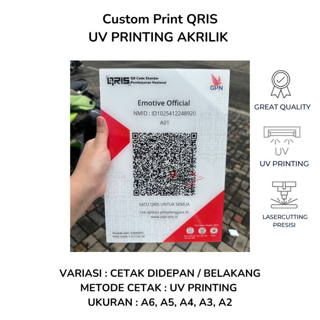Custom Akrilik QRIS / QRIS Payment Stand / Cetak QRIS Stand Akrilik A4/A5