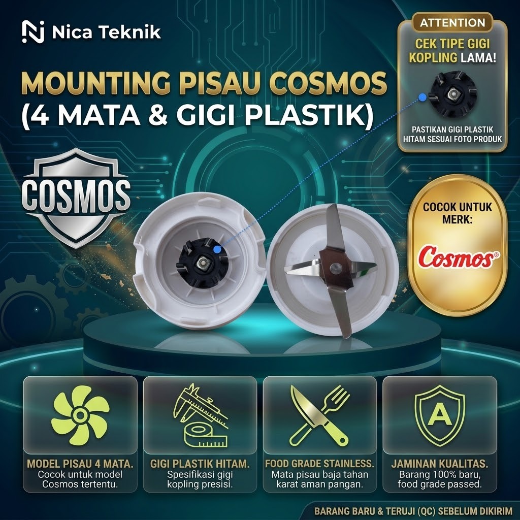 Mounting Blender Cosmos Mata Pisau 4 Pisau Blender Cosmos