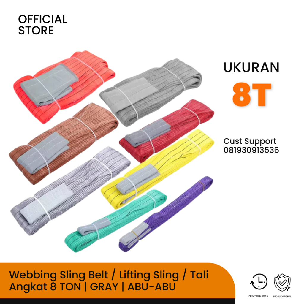 Webbing Sling 8T / Tali Sling Angkat Barang Webbing Sling Belt