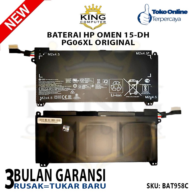 BATERAI HP OMEN 15-DH 15-DH0105TX 15-DH1020TX 15-DH0180TX PG06XL ORIGINAL