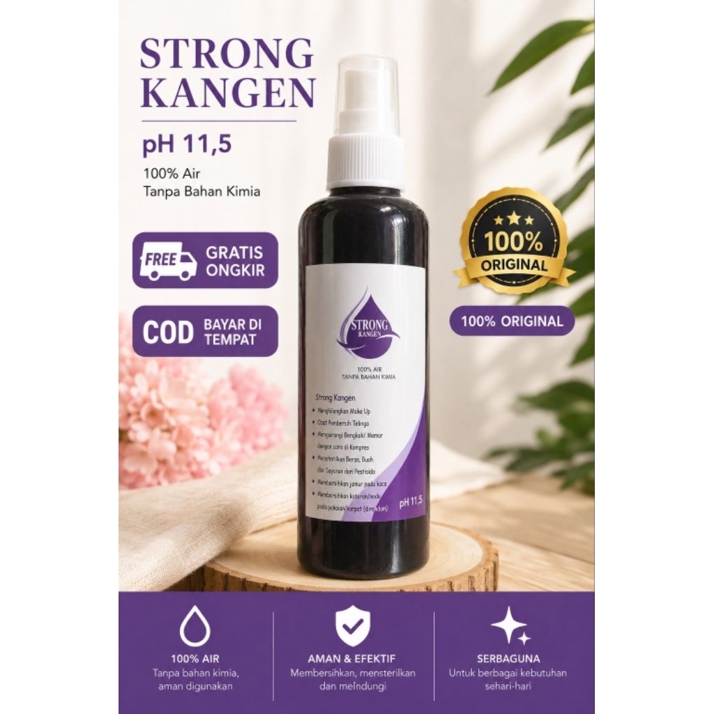 Strong Kangen pH 11,5 Original 250 ml | Air Alkali Kuat | 100% Air Tanpa Bahan Kimia | Fresh dari Me