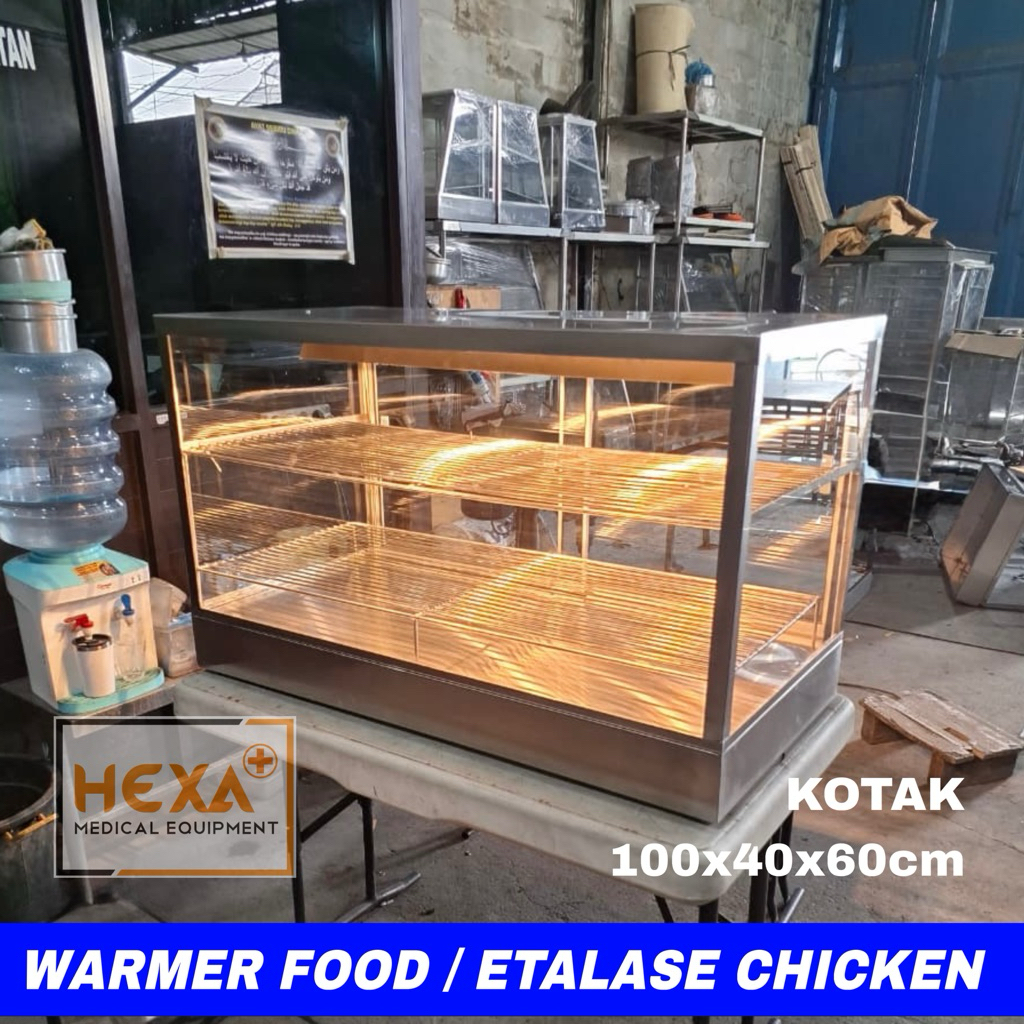 Warmer Food Etalase Chicken Etalase Makanan Hangat FREE PACKING KAYU