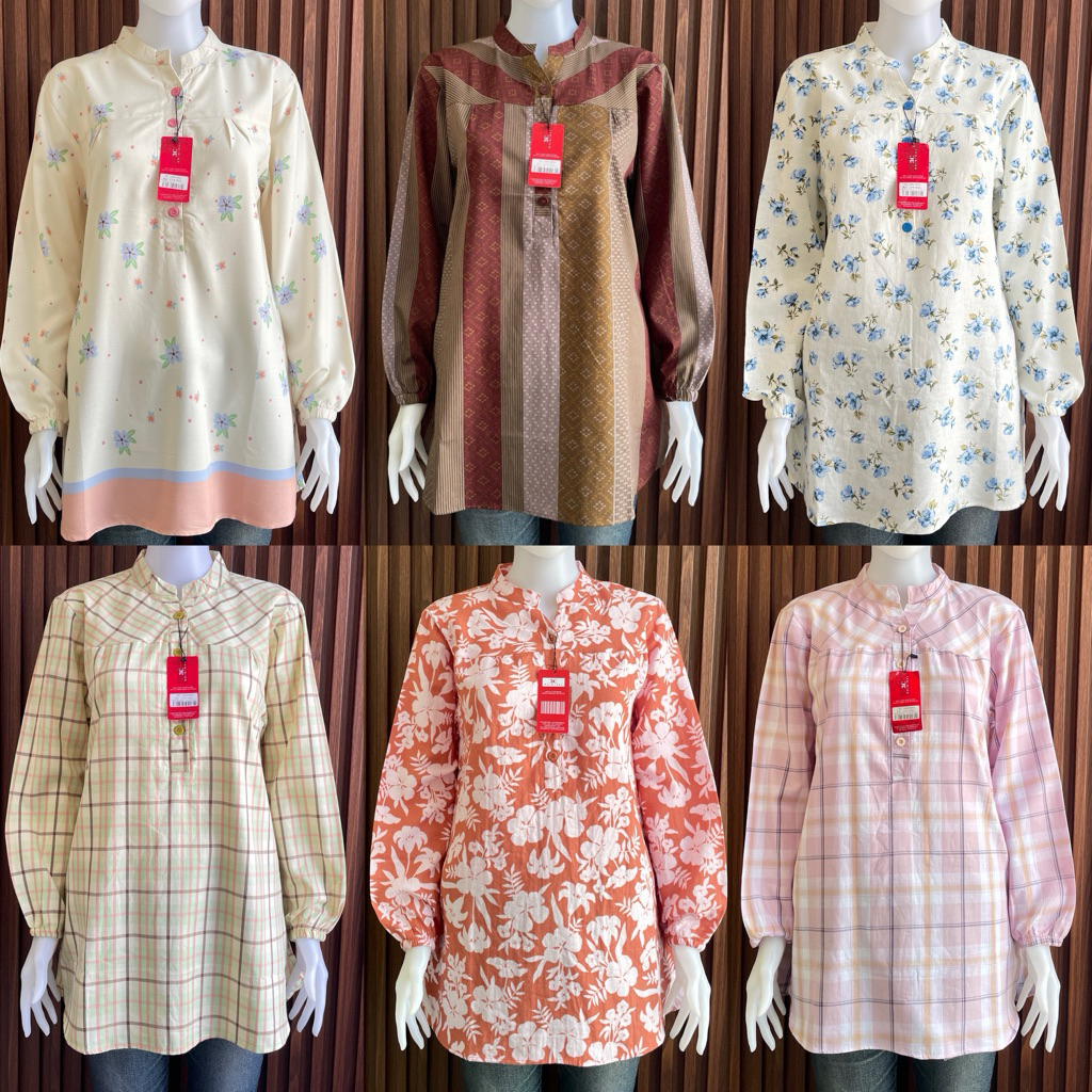 Tunik Eclo Tunik Wanita 3C Motif Kotak Kotak Tunik Wanita Bahan Katun Premium