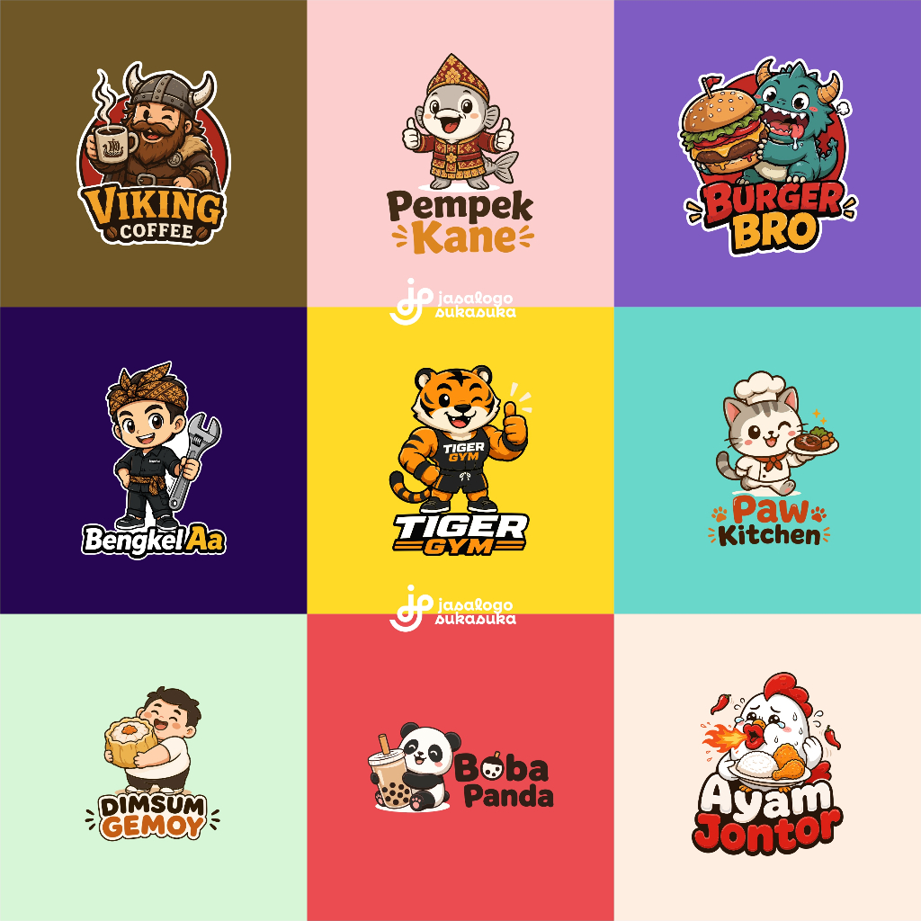 Jasa Logo Maskot Karakter UMKM, Kuliner, Gaming, dll | Desain Cepat 24 Jam