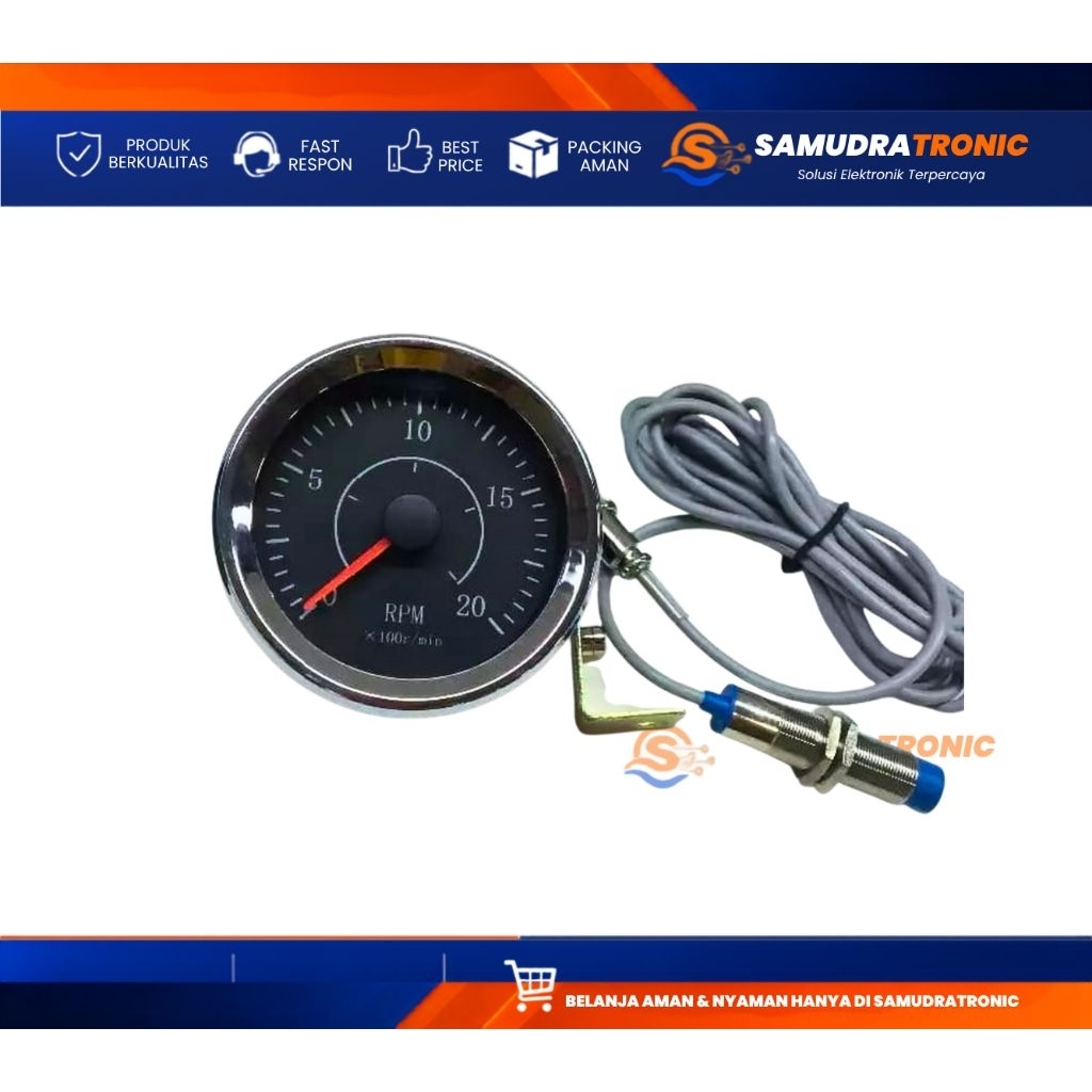 Indikator RPM Mesin Diesel 0-2000 RPM Tachometer Panel + Sensor Speed Proximity RD-85 Analog Pointer