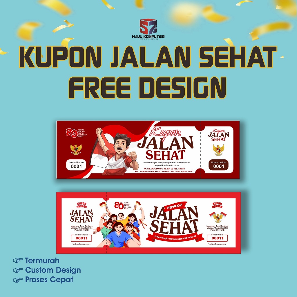 CETAK KUPON JALAN SEHAT 17 AGUSTUS 1000 LEMBAR FREE DESIGN