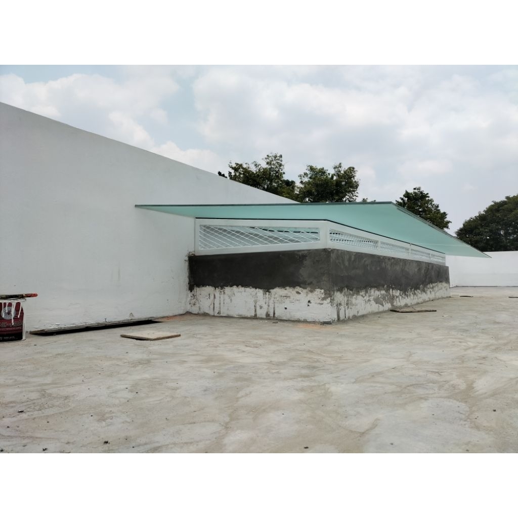 SEMPRANI STEEL >> minimalis kanopi 4x4 kaca tempered glass MARUNI