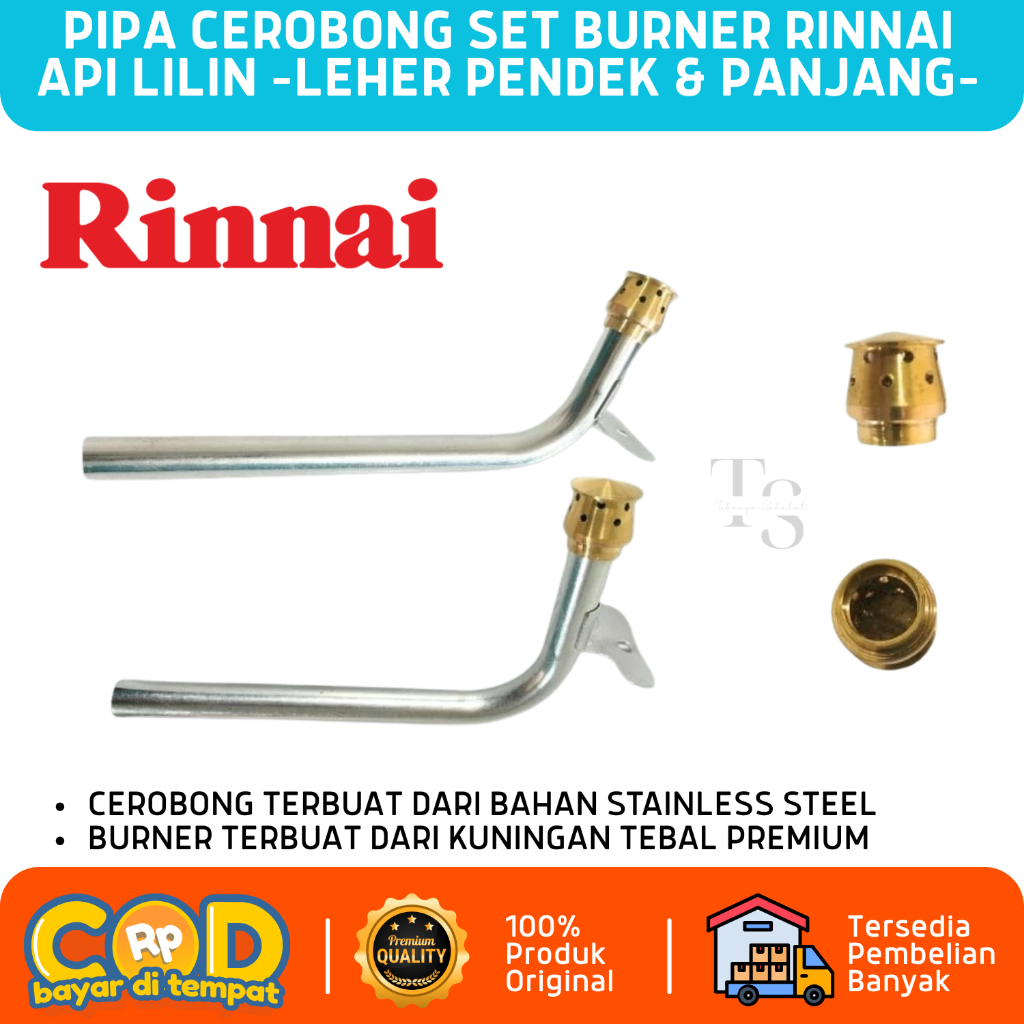 PIPA CEROBONG SET BURNER API LILIN RINNAI / 522 A, 602, 712 / KOMPOR GAS 2 TUNGKU