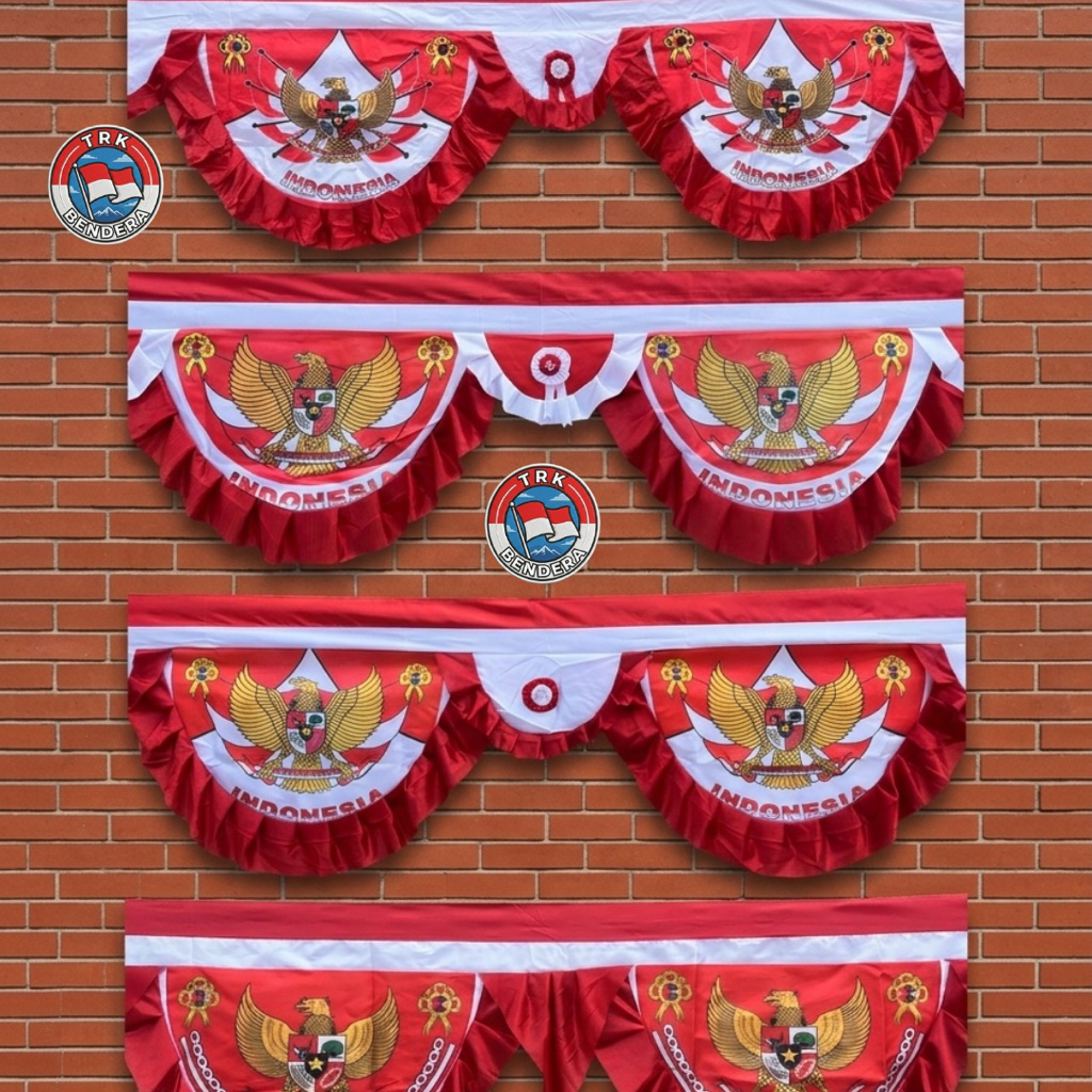 Background Bendera Merah Putih 8 Meter 10 Gelombang Kain Veles Satin