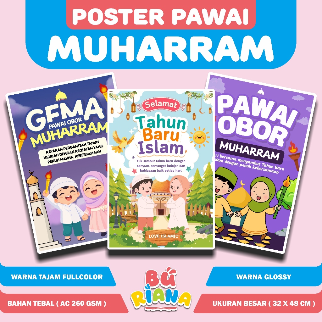 Poster Pawai Muharram || Poster Tahun Baru Islam || Poster Edukasi Anak Islami